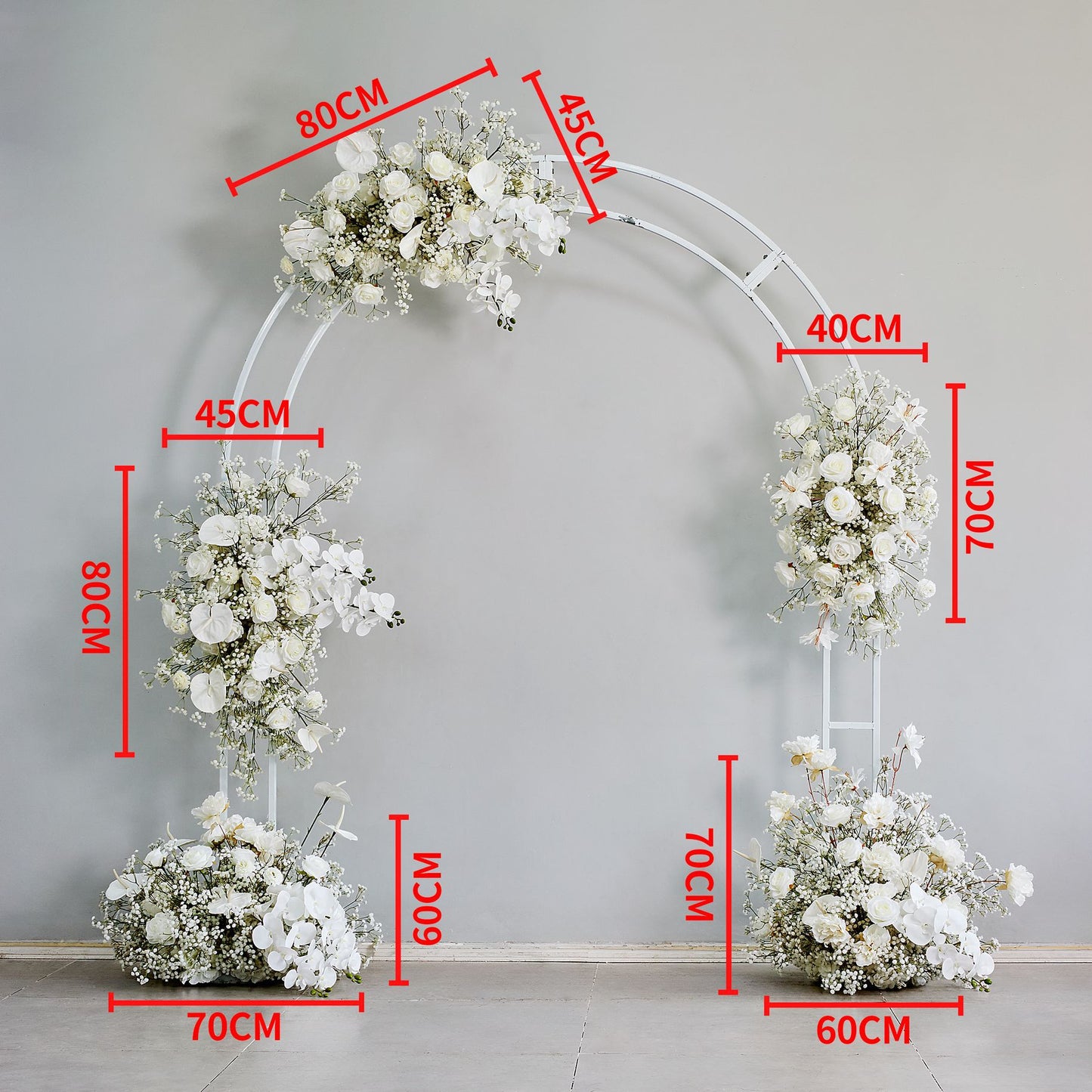 DWD232 White Baby's Breath Floral Arch Set - Wedding Backdrop Decor Kit for Ceremony/Reception
