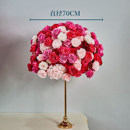 DWD233 Customizable Pink & Red Floral Ball Centerpiece Set - Wedding Table Decor (Multiple Sizes Available)
