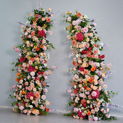 DWD235 Colorful Floral Column Stand Set Horn Arch- 210/230CM Wedding Ceremony Decor (Custom Sizes/Colors)