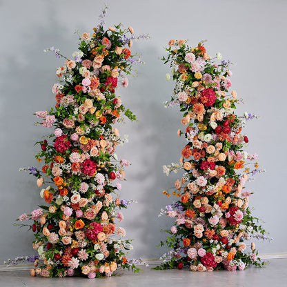 DWD235 Colorful Floral Column Stand Set Horn Arch- 210/230CM Wedding Ceremony Decor (Custom Sizes/Colors)