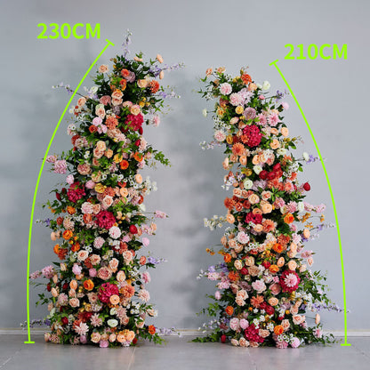 DWD235 Colorful Floral Column Stand Set Horn Arch- 210/230CM Wedding Ceremony Decor (Custom Sizes/Colors)