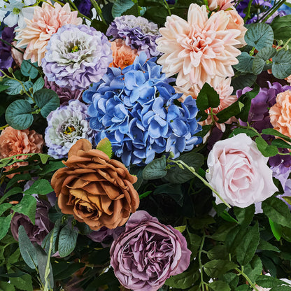 DWD237 Bohemian Blue & Purple Floral Centerpiece - 70CM Tall Wedding Table Arrangement (Diameter 60CM)