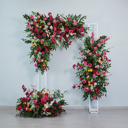 DWD239 Hot Pink Floral Arrangement Set Wedding Arch/Backdrop Decor Bundle