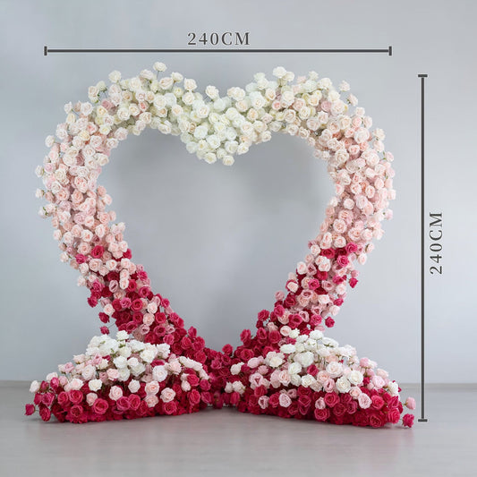 DWD241  Romantic 240cm*240cm Heart-Shaped Floral Backdrop Arrangement Wedding Photo Booth Decor