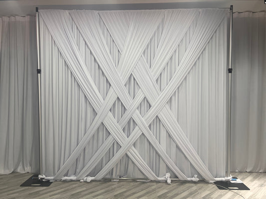 DWD242 Four-Way Stretch Fabric Crisscross Backdrop Drapery Wedding & Event Decor (Custom Sizes & Colors Available)