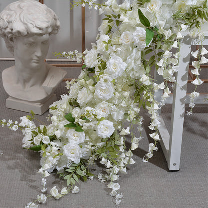 DWD058 White hanging flower runner table row decor wedding floral backdrop