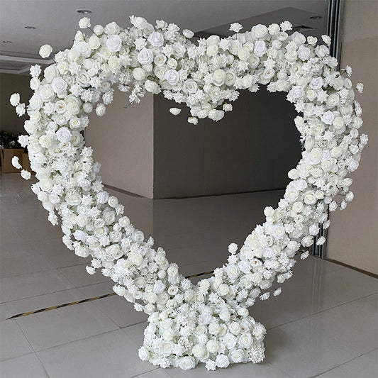 DWD062 Artificial 2m white flowers heart arch decor backdrop wedding event floral background arrangement