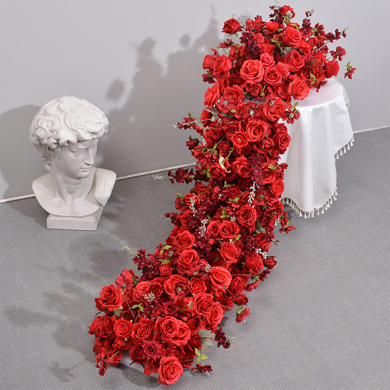 DWD071 Artificial flower table runner table row decor wedding party floral arrangement