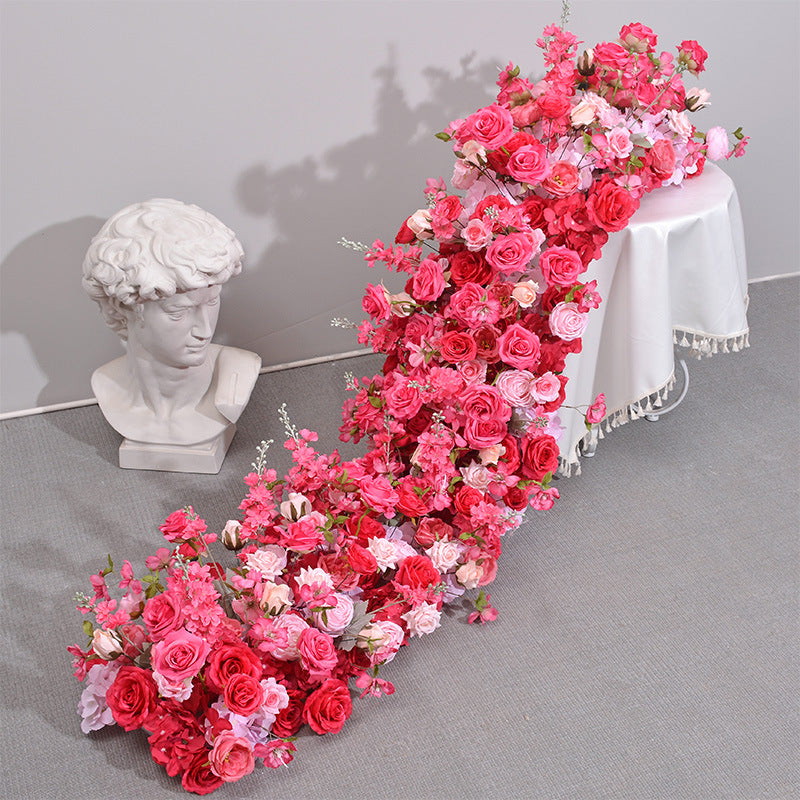 DWD071 Artificial flower table runner table row decor wedding party floral arrangement