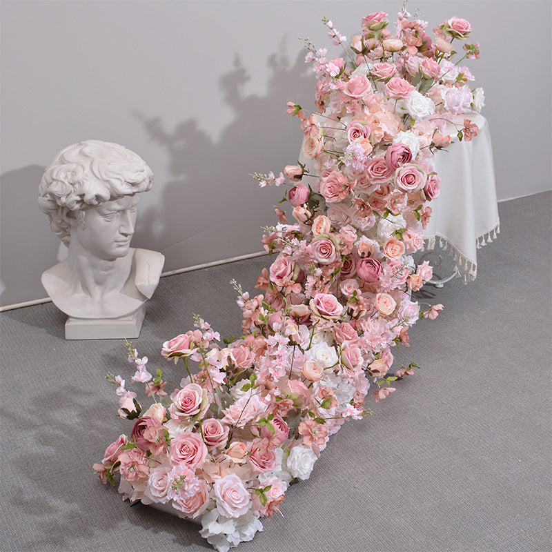 DWD071 Artificial flower table runner table row decor wedding party floral arrangement