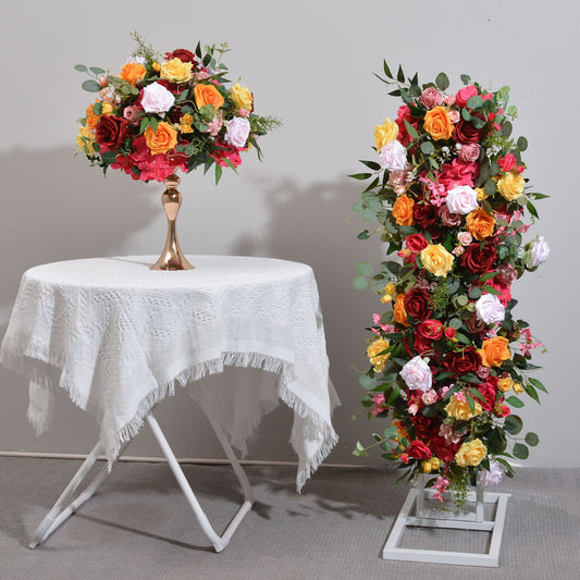 DWD084 New style colorful flower ball table runner centerpiece row decor wedding party floral arrangement
