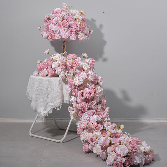 DWD087 New style pink flower ball table runner centerpiece row decor wedding party floral arrangement