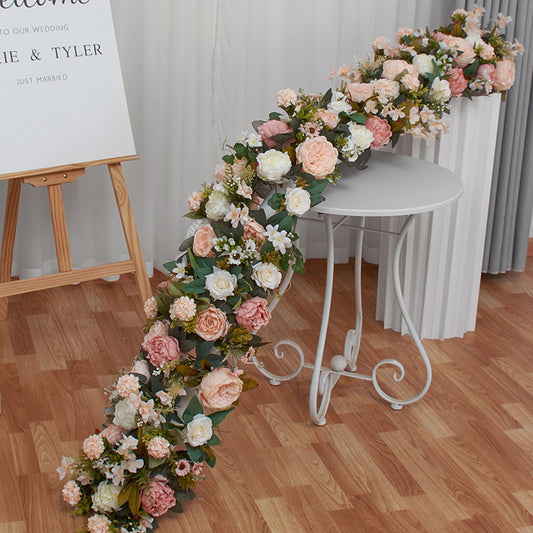 DWD095 Luxury artificial flower table runner table row decor wedding party floral arrangement