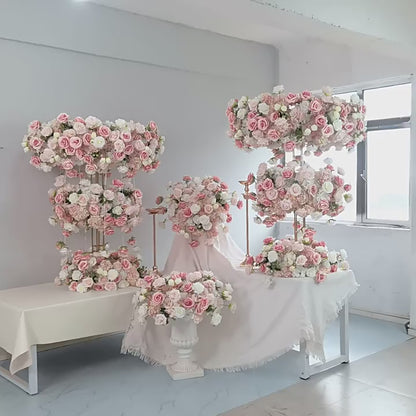DWD220 Pink Series 120cm Height Floral Centerpiece Wedding Stand Backdrop Decoration for Ceremony/Reception