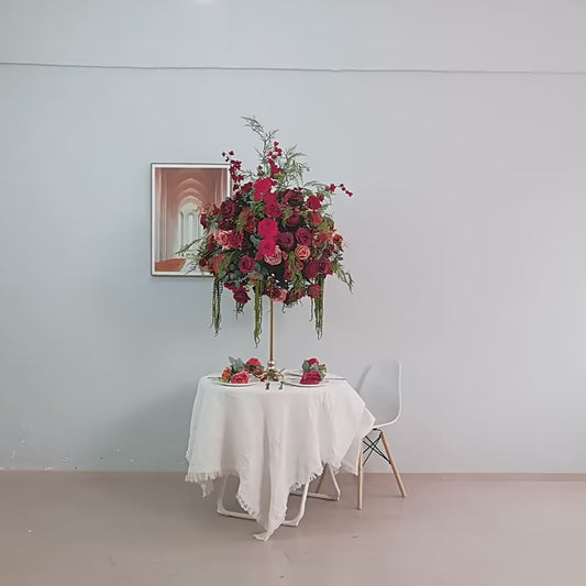 DWD230 Burgundy Wedding Centerpiece 70cm Tall - Red Floral Table Arrangement for Reception Decor (Reusable)