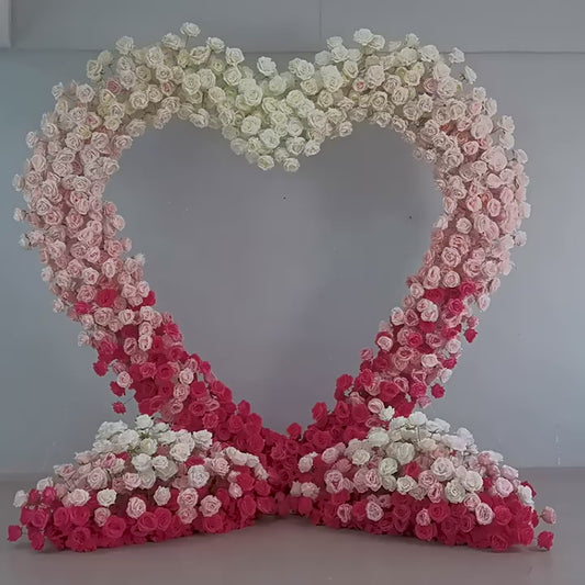 DWD241  Romantic 240cm*240cm Heart-Shaped Floral Backdrop Arrangement Wedding Photo Booth Decor