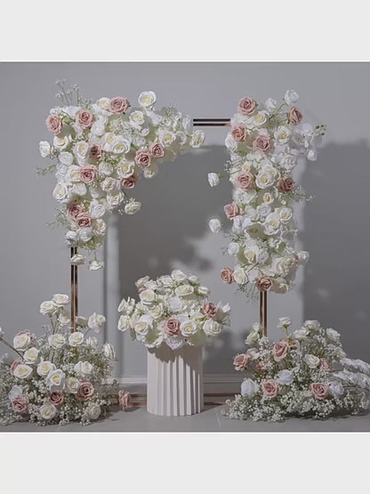 DWD185 New style artificial white brown series flower runner centerpiece decor backdrop wedding party floral arrangement background