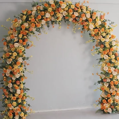 DWD208 New arrival 204cm height U arch yellow orange flower decor background wedding party floral porch arrangement