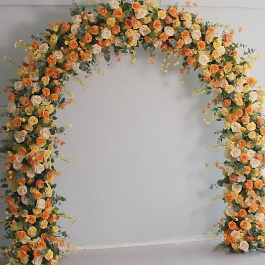 DWD208 New arrival 204cm height U arch yellow orange flower decor background wedding party floral porch arrangement