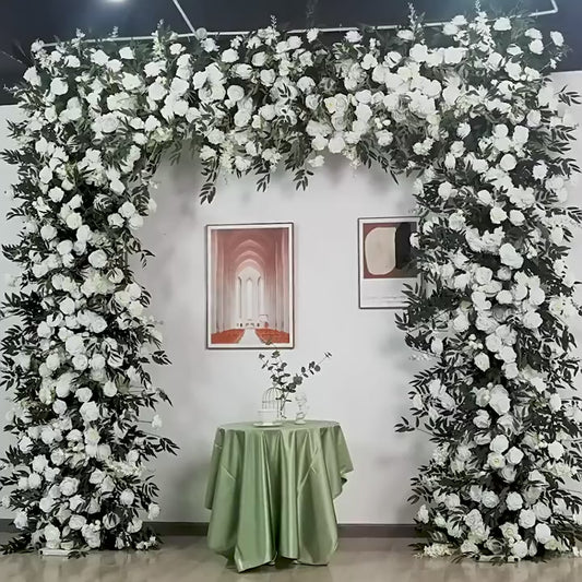 DWD196 Hot sale 2.4*2.4m white rose greenery square arch door arch porch decor wedding party floral backdrop