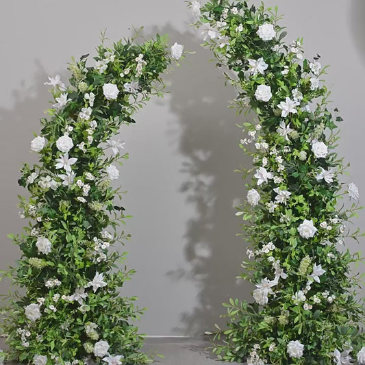 DWD065 Artificial 190+230cm green plant white flowers horn arch background wedding party floral backdrop arrangement