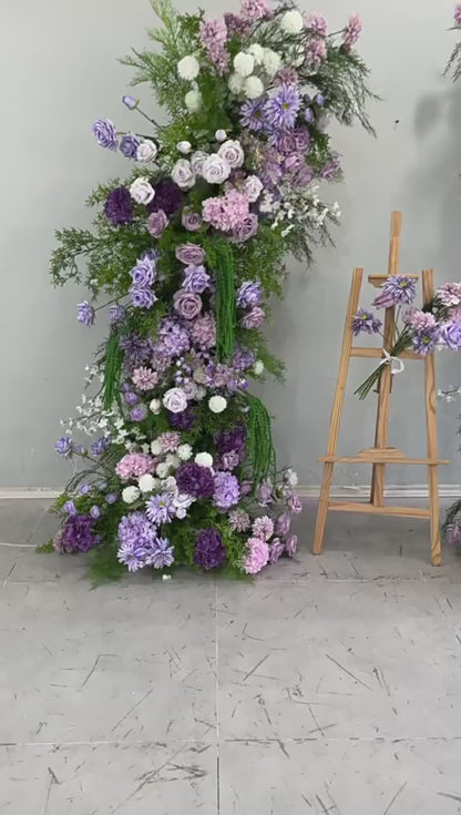 DWD205 New pastoral style 210+230cm greenery purple horn arch backdrops wedding event floral desigh