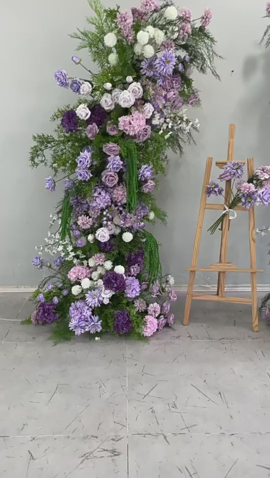 DWD205 New pastoral style 210+230cm greenery purple horn arch backdrops wedding event floral desigh