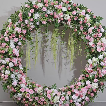 DWD170 Hot sale 2m pink rose round arch background wedding party floral backdrop arrangement