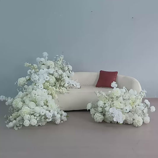 DWD225 200x80cm & 80cm White Cherry Blossom Larkspur Flower Runners | Wedding Table & Floor Floral Decor
