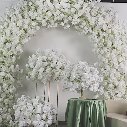 DWD197 High quality artificial 2.4*2.4m white babybreath rose flower U style arch table centerpiece props background wedding party backdrop