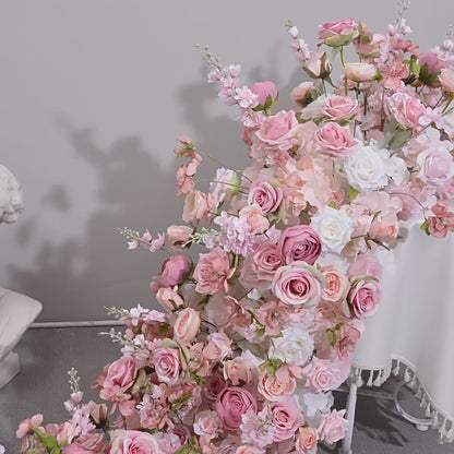 DWD071 Artificial flower table runner table row decor wedding party floral arrangement