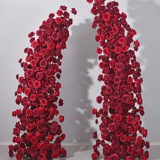DWD190 New style 210+230cm red rose horn arch background wedding party floral arrangement backdrop porch decor
