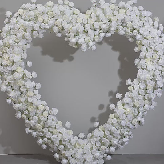 DWD060 Luxury artificial 2.4m white rose heart arch decor wedding event floral  arrangement