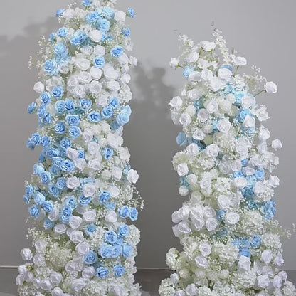 DWD181 Artificial 220+180cm blue white series flower row porch decor backdrop wedding event floral arrangement props