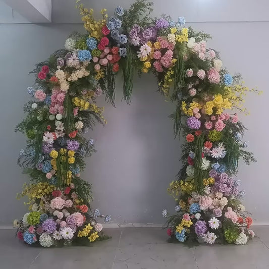 DWD213 New arrival 260cm height U arch colorful garden flower decor wedding party floral porch planning