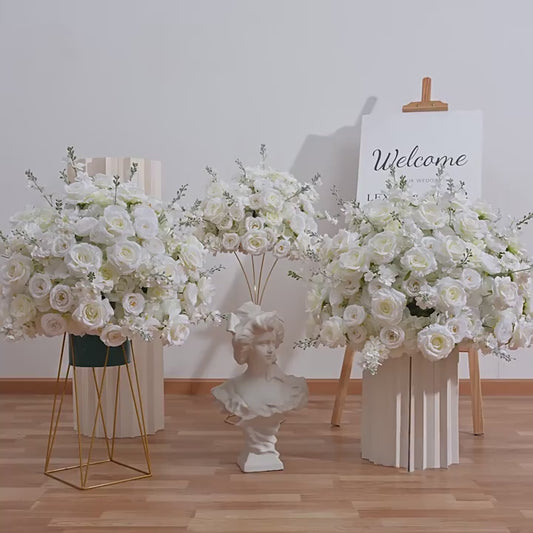 DWD070 Artificial white rose hydrangea flower ball table centerpiece decor wedding floral arrangement