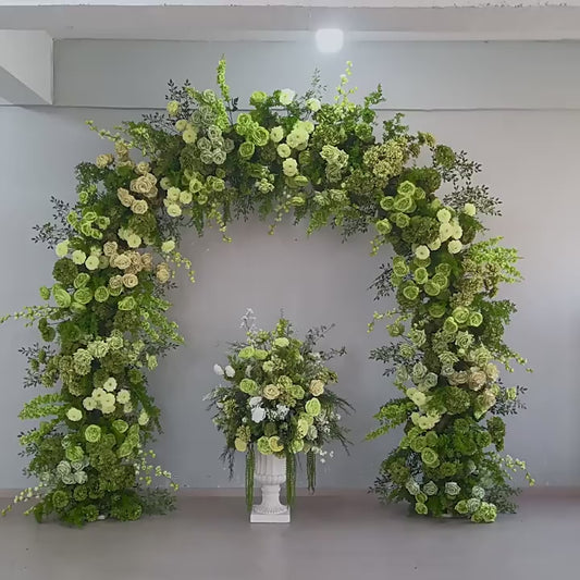 DWD240 2×2.4M Green Floral Arch Arrangement Wedding Ceremony Backdrop Decor