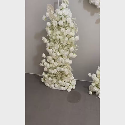 DWD184 Artificial 180+130cm white rose babybreath flower decor porch backdrop wedding event floral arrangement props