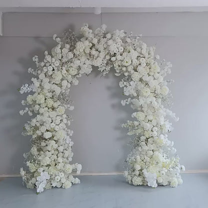 DWD222 2m Wide × 2.4m Tall White Rose Cherry-blossoms Babybreath Floral Wedding Arch | Full Bloom Ceremony Backdrop Decor
