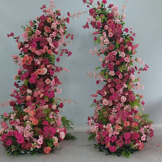 DWD195 Artificial 210+230cm hot-pink horn arch background wedding event floral arrangement porch decor